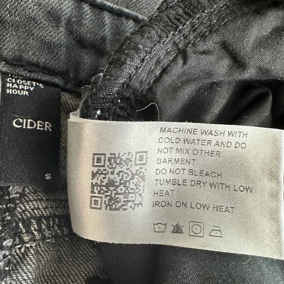 Cider Flare Leg Jeans Small Black Distressed Raw Hem Boho Grunge Classic Denim - Picture 8 of 9